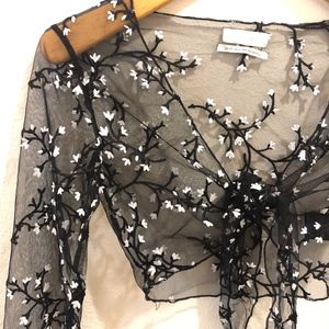 Tie Front Embroidered Top